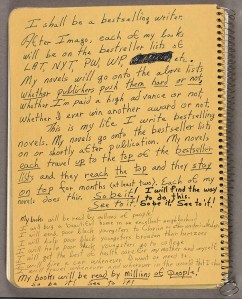 Handwritten notes on inside cover of one of Octavia E. Butler's commonplace books, 1988. Octavia E. Butler papers. The Huntington Library, Art Collections, and Botanical Gardens.