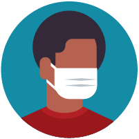 a man with a mask covering his mouth and nose